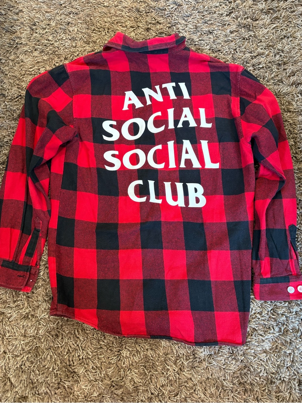 Anti Social Social Club No Expectations Mens Black/Red Flannel Shirt Sz Medium M